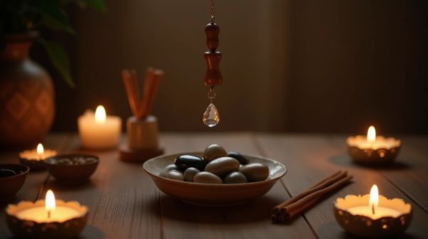 Rituels du soir : encens, pierres et pendule pour clore une journée trop chargée